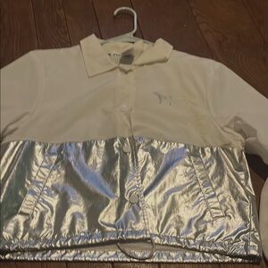 Victoria's Secret White and Silver Button Down Shirt